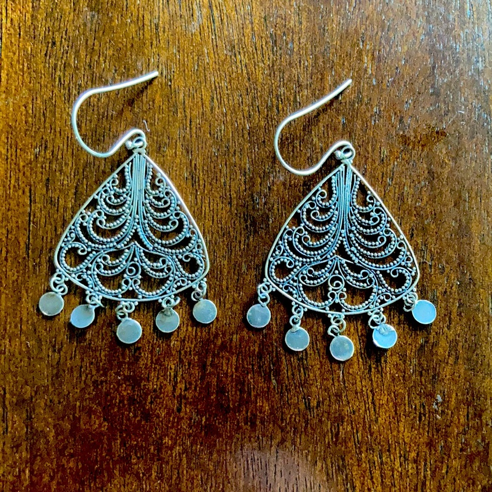 Silver dangling earrings